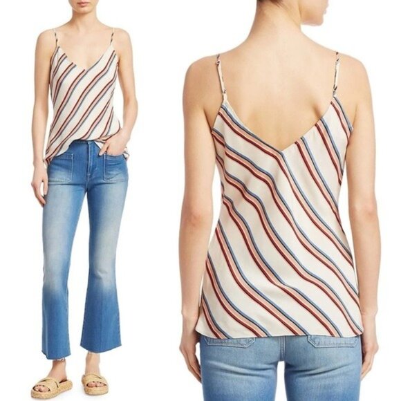 NWT Frame Classic Striped Silk Camisole S Stripe Clay Multi Sleeveless - Picture 3 of 12